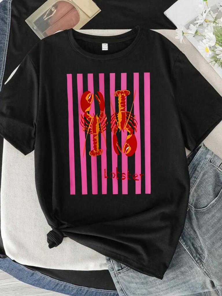 Sommermode Bedruckte T-Shirts Damen Lässige Kurzarmshirts Wild Rundhals-T-Shirts Bequeme und Weiche Stretch-T-Shirts