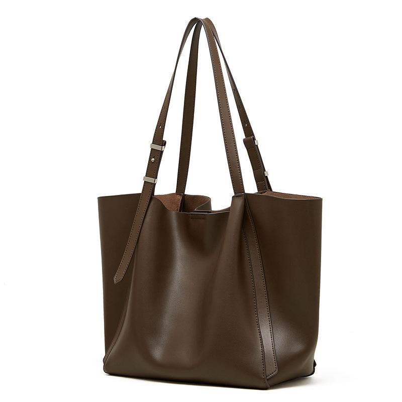 Genuine Leather Large-capacity Women's Bag 2025 New Fashion Retro Tote Bag Korean Style Trendy Shoulder Bag Cross-border