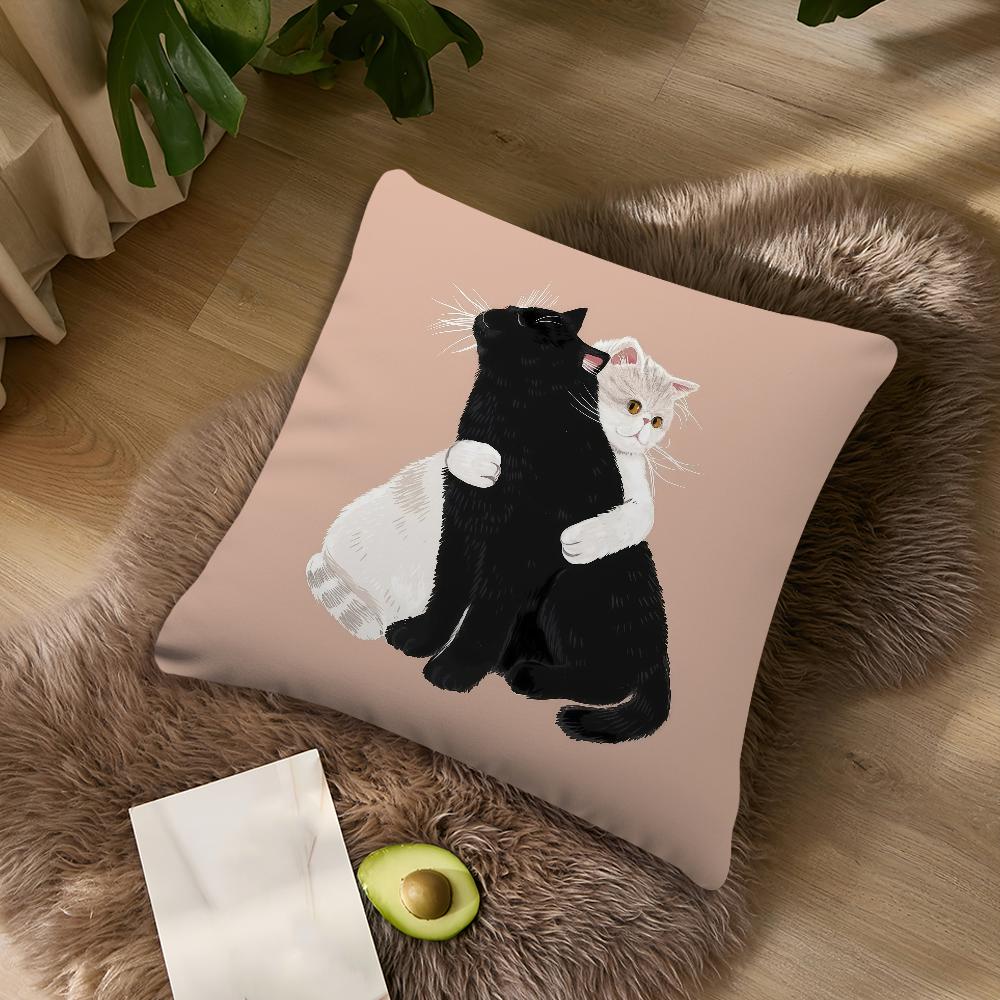 Cute cat kawaii cushion cover Pillowcase DoubleSided Printing Sofa Cushion Bedroom Bedside PillowCover 30x30cm