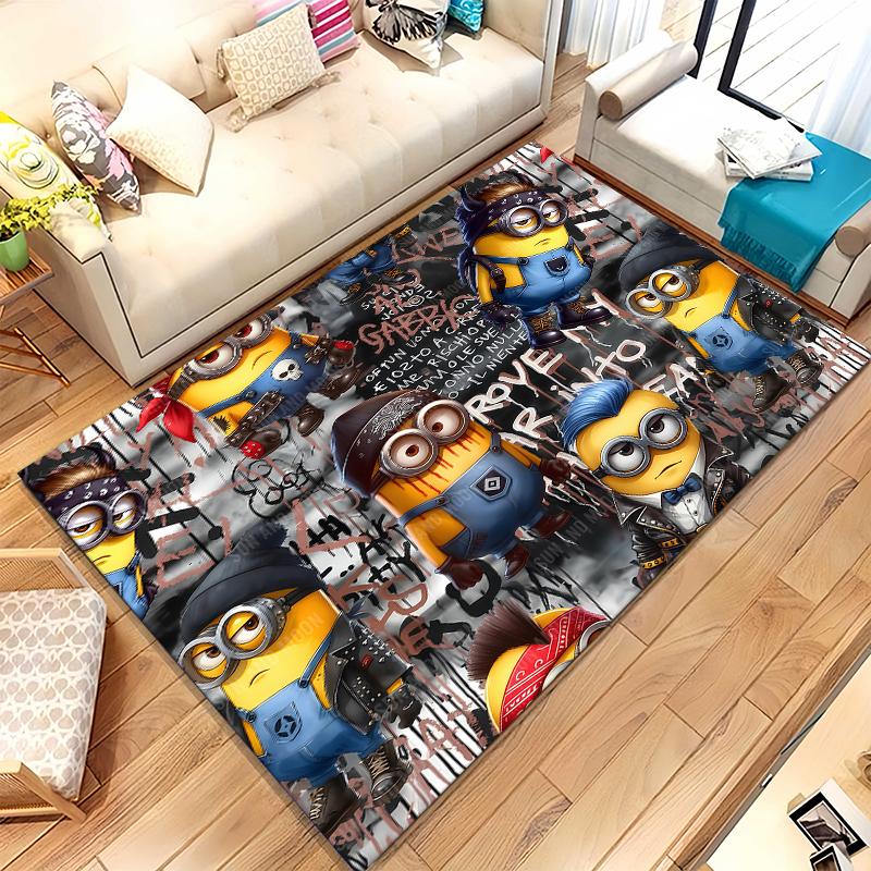 Cute Minions Cartoon Living Room Non-Slip Area Rug Soft Carpet for Bedroom Kids Playroom Sofa,Home Decor Doormat Gift