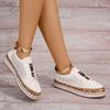 Fashion Women Vulcanized Shoes Slip on Shallow Loafers Breathable Hollow Out Casual Sneakers Ladies Plus Size Comfortable Shoes Woman