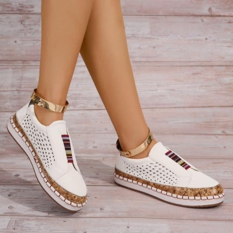 Fashion Women Vulcanized Shoes Slip on Shallow Loafers Breathable Hollow Out Casual Sneakers Ladies Plus Size Comfortable Shoes Woman
