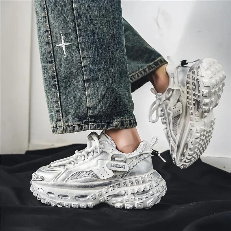 Pánské platformové tenisky Vintage design Skateboardové Ležérní Outdoorové Tenisové Běžecké Sportovní Boty Streetový Styl Šněrovací Tenisky 39-44