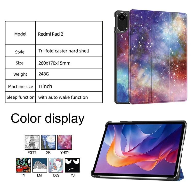 Folding Funda For Redmi Pad 2 2025 Cover 11 For Xiaomi Redmi Pad 2 Case 11 inch Tablet Protective PU Leather Magnetic Funda