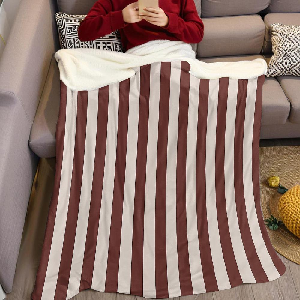 Coperta in Flanella a Righe Bordo Calda Morbida Halloween Natale Divano Caldo Accogliente Decorazione Decorativa Regalo per Tutte le Stagioni