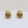 Melaude High-End S925 Silver Geometric Leopard Print Stud Earrings for Autumn/Winter