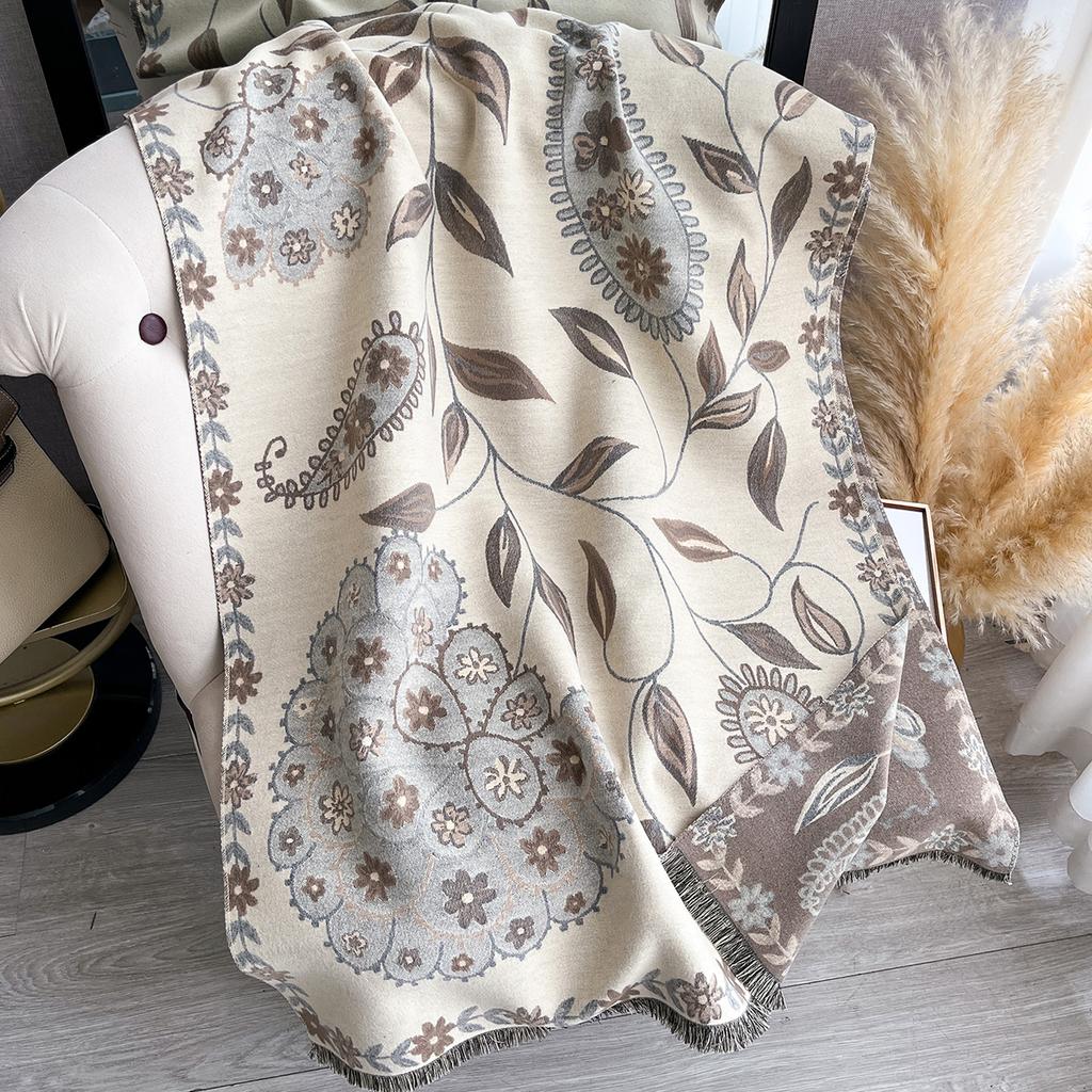 Women Thicken Luxury Winter Paisley Two-Sided Cashmere Jacquard Scarves High Quality Wrap Shawl Ladies Wool Pashmina Scarf