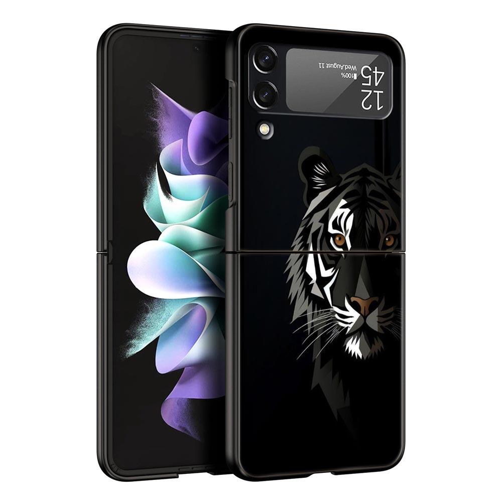 Concise Lion Pattern Phone Case For Samsung Galaxy Z Flip3 Flip4 Flip5 Case Shell For Z Flip 3 4 5 6 7 Hard Folding Cover