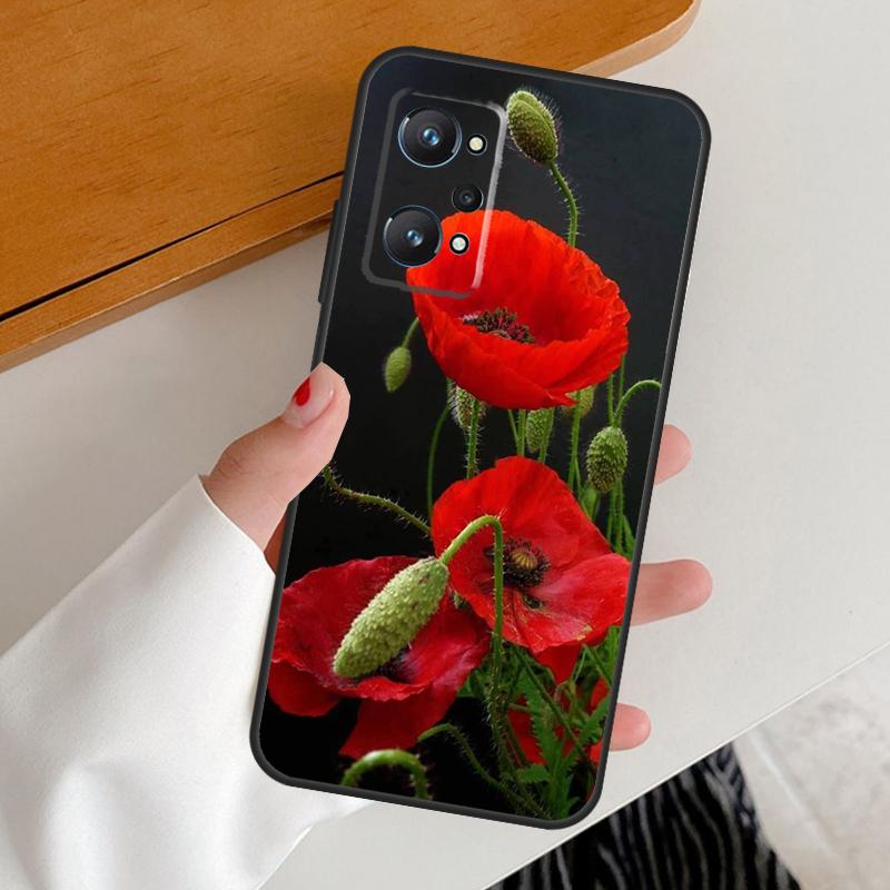 Red Corn Poppy Flower For Realme 15 Pro GT7 GT6 10 11 12 13 14 Pro Plus C67 C63 C61 C55 C51 C53 C35 C75 C65 Case