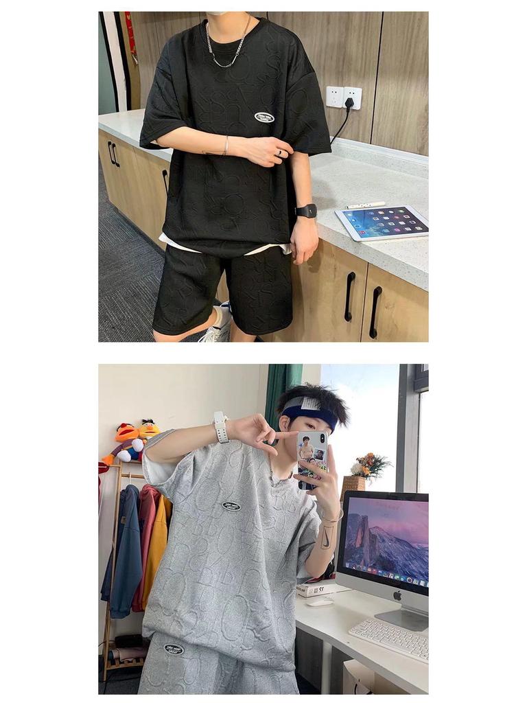 Men's Summer Loose Fit Waffle T-Shirt - Short-Sleeve Casual Teen Style