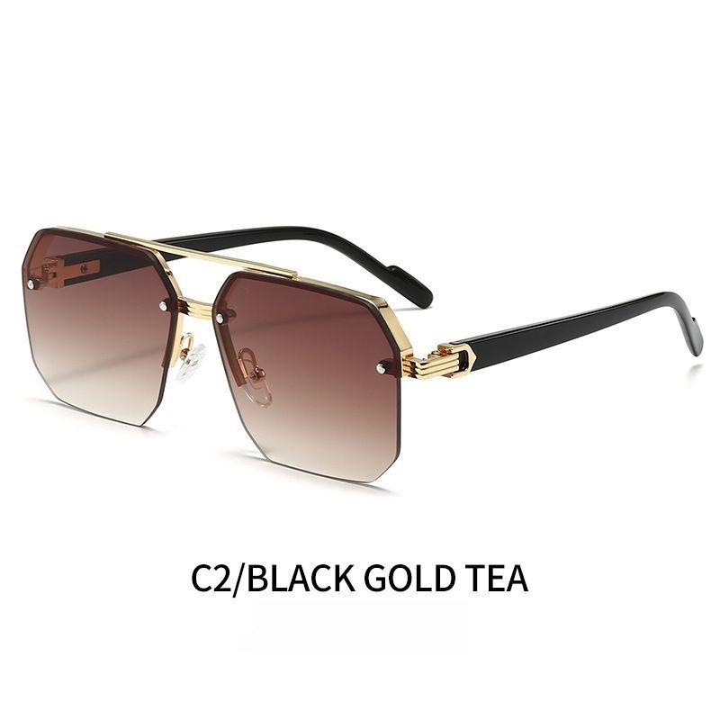 Double Bridge Semi-Frame Sunglasses New Square UV400 Shades for Men Driving Women Fashion Premium Sun Glasses