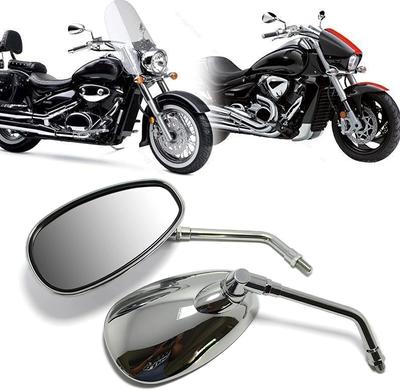 Motocyklové zrcátko Motocyklové zrcátko levé a pravé Sada 10mm pozitivní závit pokovený stříbrnou barvou Nastavitelná Kawasaki Honda Universal