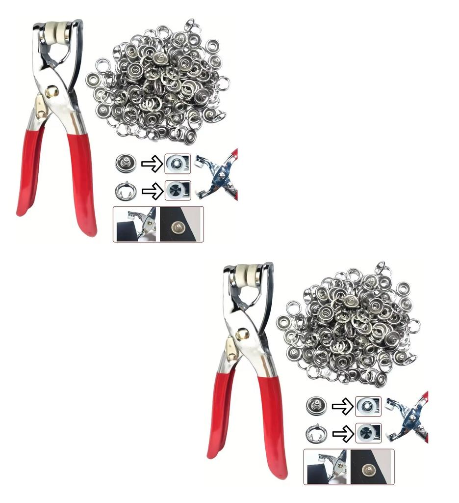 200pcs Metal Sewing Buttons And 1pc Snap Fastener Pliers Set - Easy DIY Clothes Buckle Installation