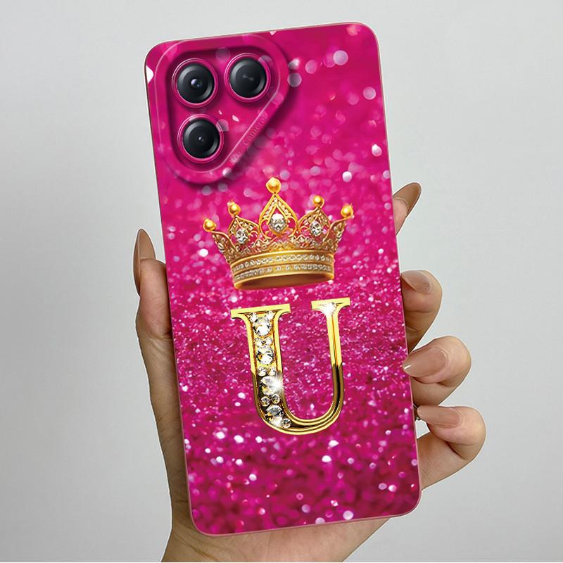 For Tecno Pova 7 Neo Phone Case Crown Initial Letters Liquid Silicone Dustproof Full Protection For Tecno Pova 7Neo Funda Coques