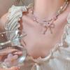 Bowknot Beaded Choker Colorful Beaded Necklaces Bowknot Necklace Artificial Crystal Material Gift for Girls Children