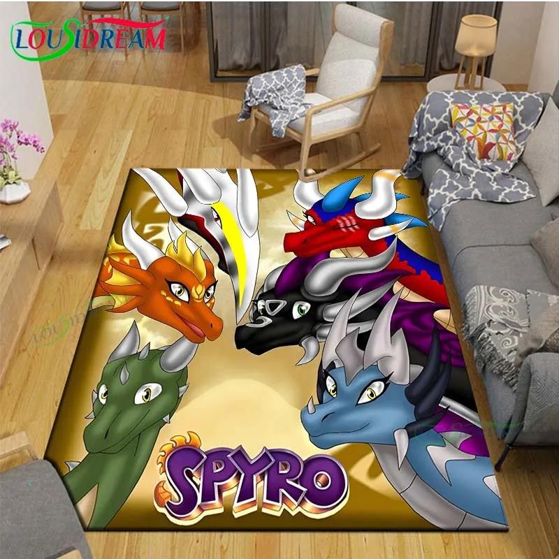 3D Klasické Hry S-Spyro Drak Tištěné Koberce Obývací Pokoj Protiskluzový Plošný Koberec Dětský Pokoj Rohožky Jóga Podložka Velký Koberec Dekor