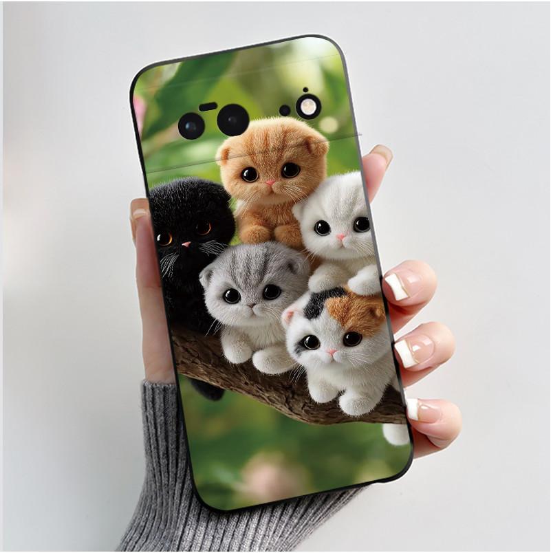 

Phone Case For Google Pixel 6 Soft Silicone Black Case Elegant Style Viral Pattern Fluffy Bunny Puppy Anti-scratch Casing Google Pixel 6
