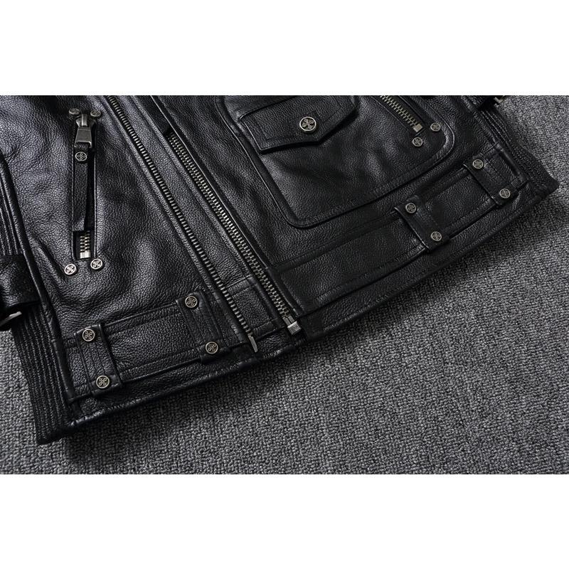 Motorkárska vesta čínskej veľkosti Vrchná vrstva hovädzej kože Vesta Pánske tenké krátke oblečenie na motorku Jazdecká bunda bez rukávov Originálna kravská klubová vesta