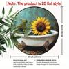 Vintage Sunflower Metal Wall Sign Round Aluminum Decor for Bathroom Garden Kitchen Farmhouse