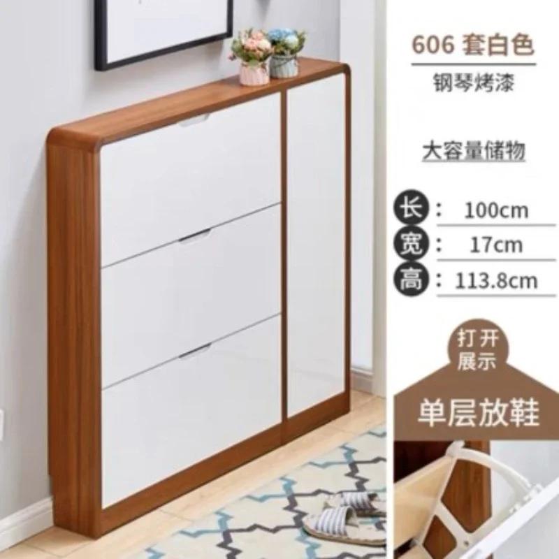 Large-capacity Ultra-thin Shoe Cabinet Dormitory Entrance Shoe Rack Storage Cabinet Solid Wood Light Luxury Home