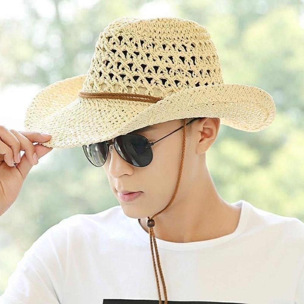 Ethnic Style Western Cowboy Hat Solid Color Cowgirl Visor Cap Classic Fisherman Hat  Climbing