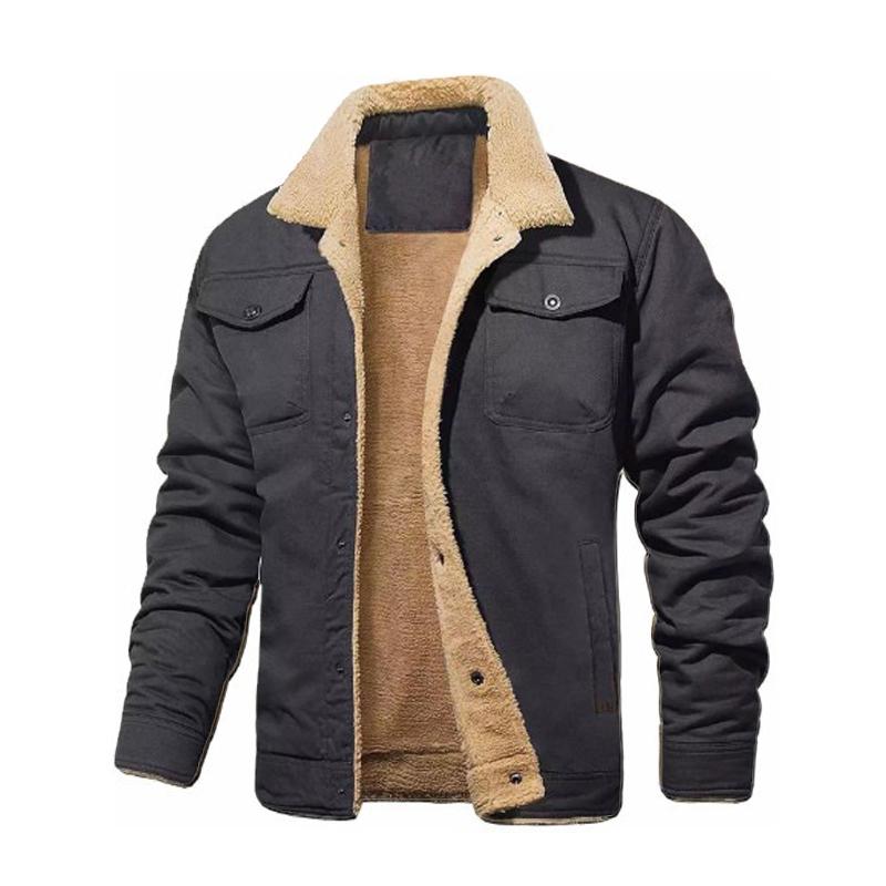 Men Autumnwinter Retro Plush Jacket Thickened Windproof Loose Comfortable Warm Fashionable Street Style Casual Work Jacket