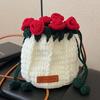 Rose Shoulder Bag 2025 New Trend Knitted Commuting Bag Wool Messenger Bucket Woven Bag