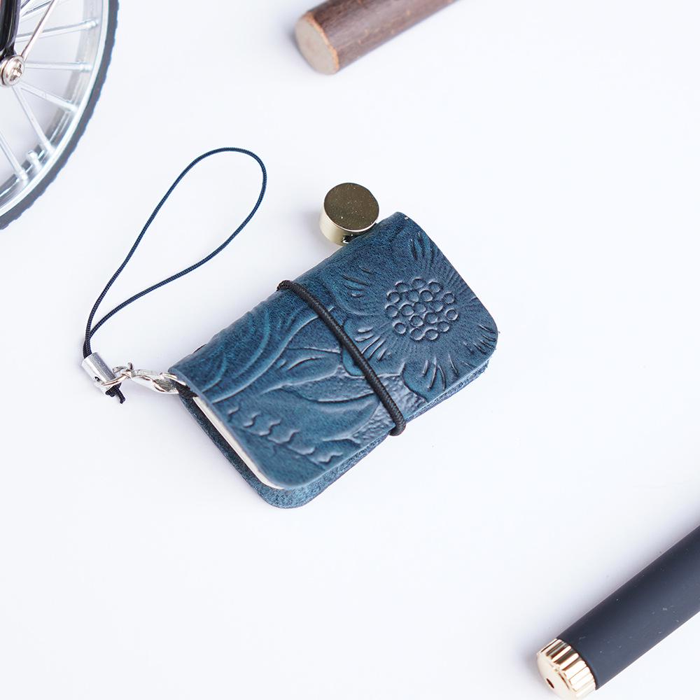 Urok ze skóry bydlęcej Japoński i Koreański Mini Kieszonkowy Dziennik - Uroczy Notatnik ze Skóry Crazy Horse