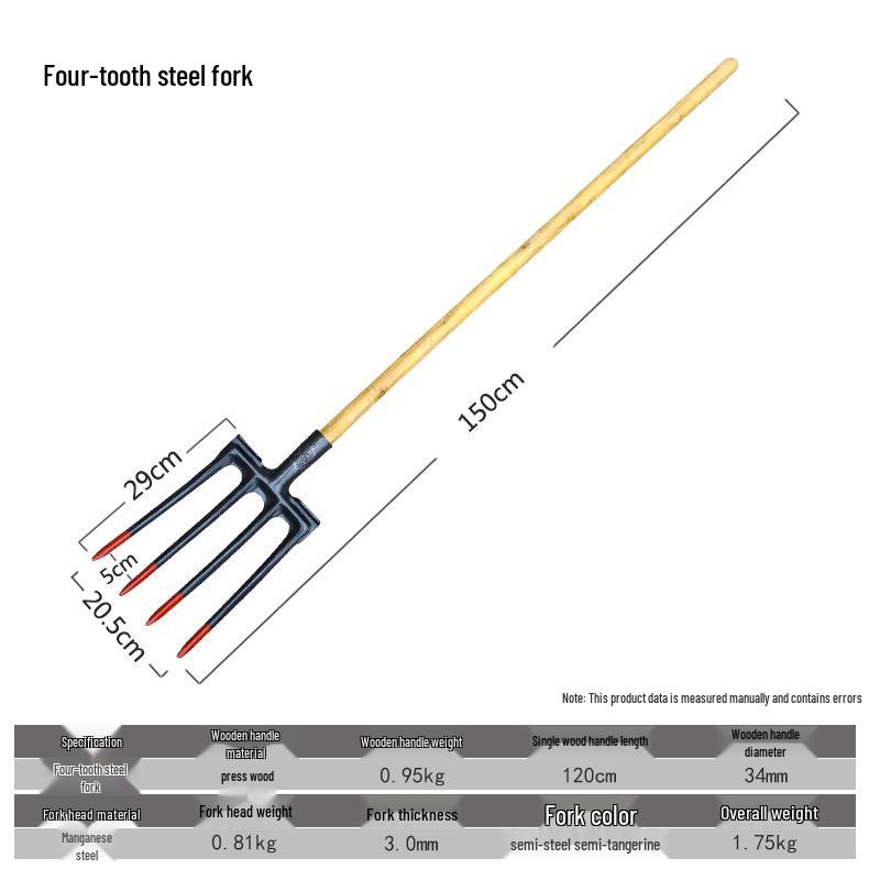 

Сельскохозяйственная вилка с четырьмя зубьями из марганцевой стали для обработки почвы и работы с навозом