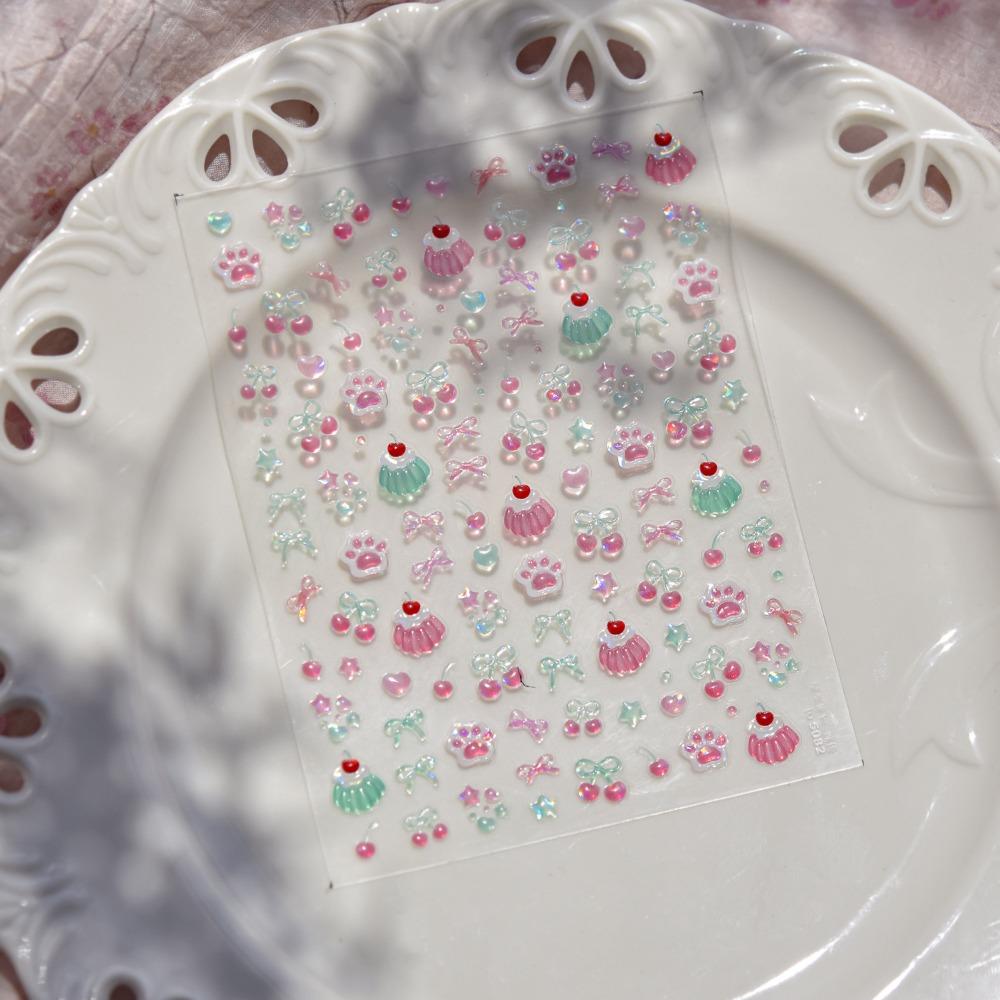 

Прекрасные наклейки для маникюра с клубникой, наклейки с кексом, кремовым тортом, стаканчиком мороженого, новые наклейки для нейл-арта B