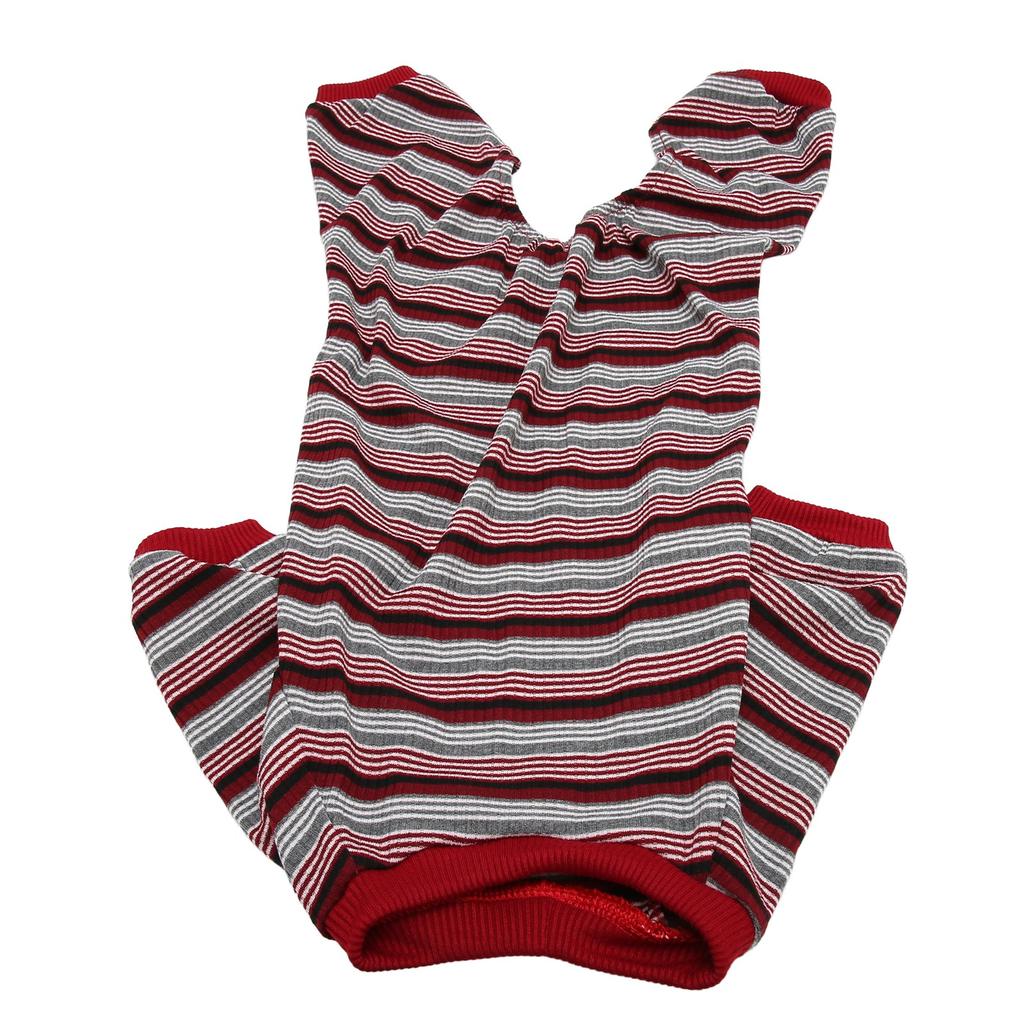 Dog Pajamas Soft Stretchy Machine Washable 4 Legged Striped Puppy Pullover Sleepwear for Spring