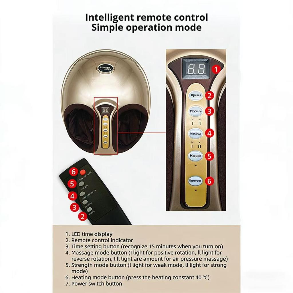 Electric 3D Shiatsu Kneading Air Pressure Foot Massager with Heating Acupressure Foot Massage Machine with Ball Roller Therapy