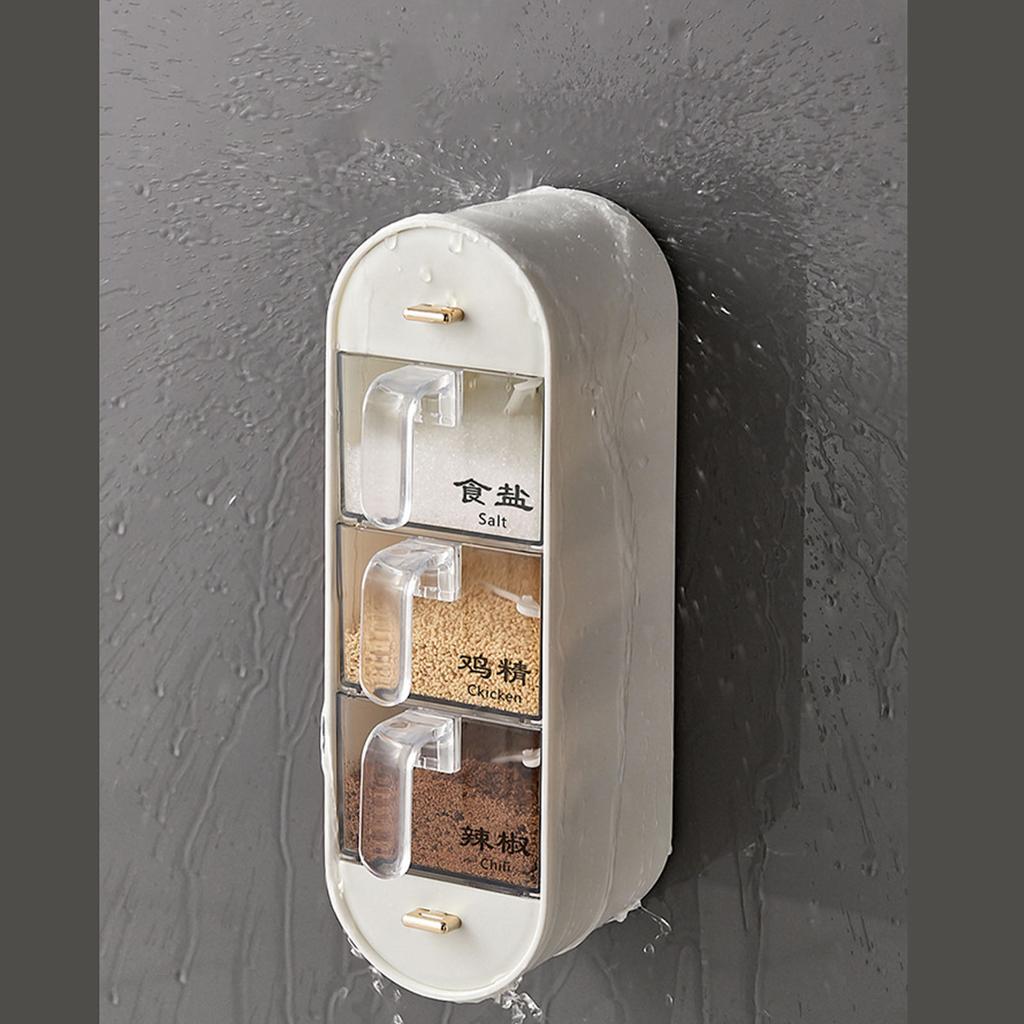 Wandmontierte Gewürzbox PS PP Transparent Mehrere Fächer Küchengewürz Aufbewahrungsbehälter mit