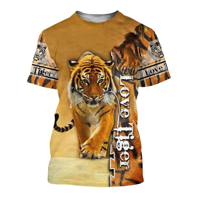 

New 3D Digital Printed T-shirt Lion Tiger Men s Loose Short Sleeve T-shirt 6XL