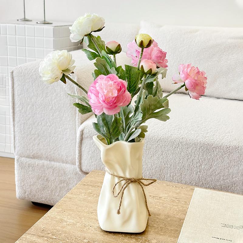 French Cream Style Vase Home Living Room Flower Arrangement Light Luxury Premium Dining Table Decoration Vase Flower Utensils