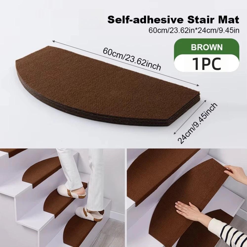 Semi-Circular Stair Mat Rug Self-Adhesive 4mm Thick Stair Tread Carpet Anti-Fall Non-Slip Household Floor Mats All Indoor Places
