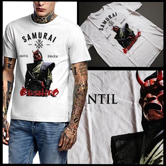Samurai Oni Demon Masked Assassin T-Shirt Japanese Feudal Era Bushido Code Tee 4XL