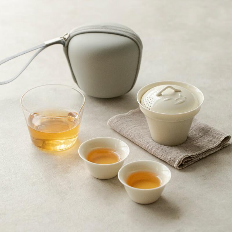 Ailan Huijia DH Chupu Ceramic Travel Tea Set (One Pot, Two Cups) Travel Tea Set