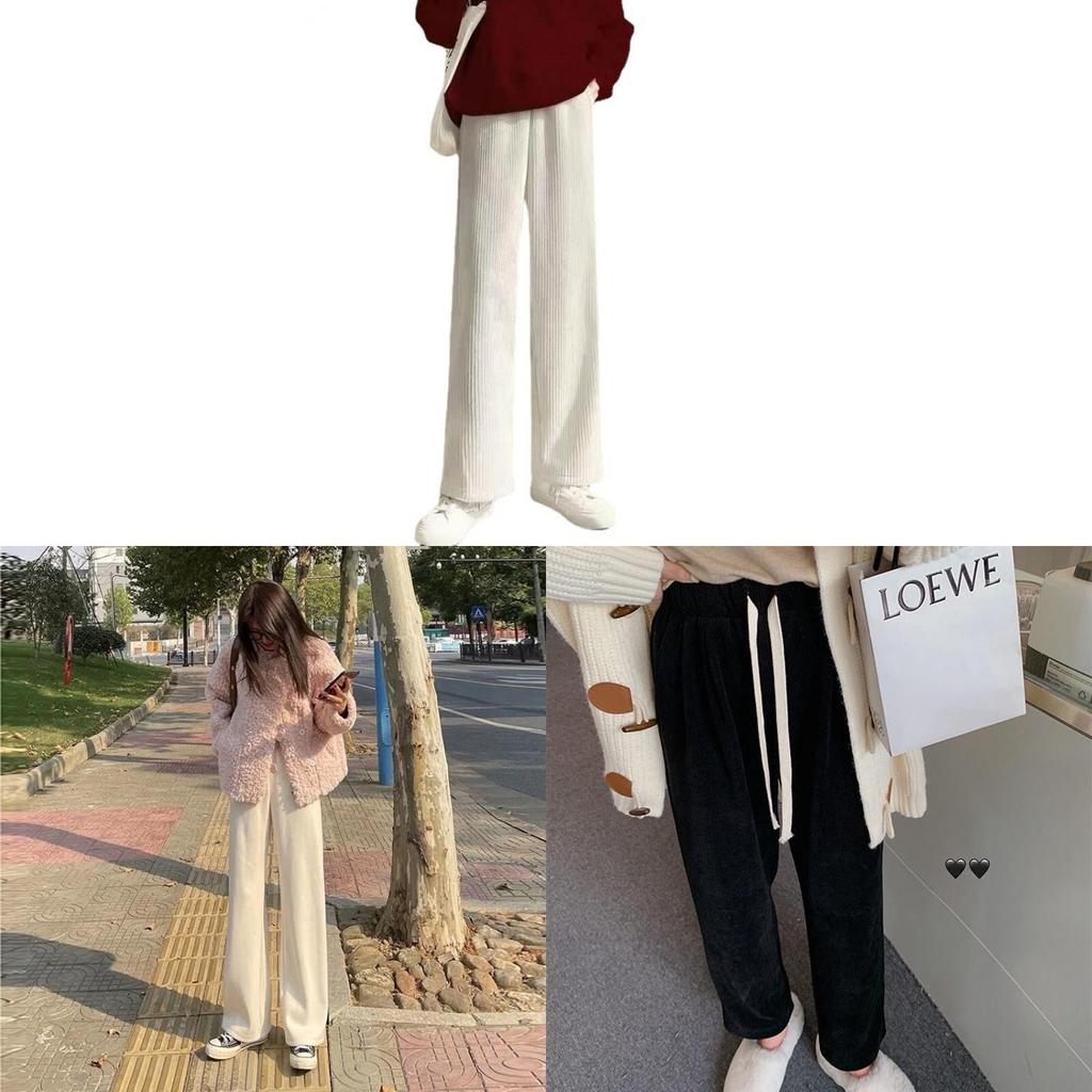 Wide Leg Pants For Women With Plush Fleece And High Waist For Autumn Winter Casual Wear