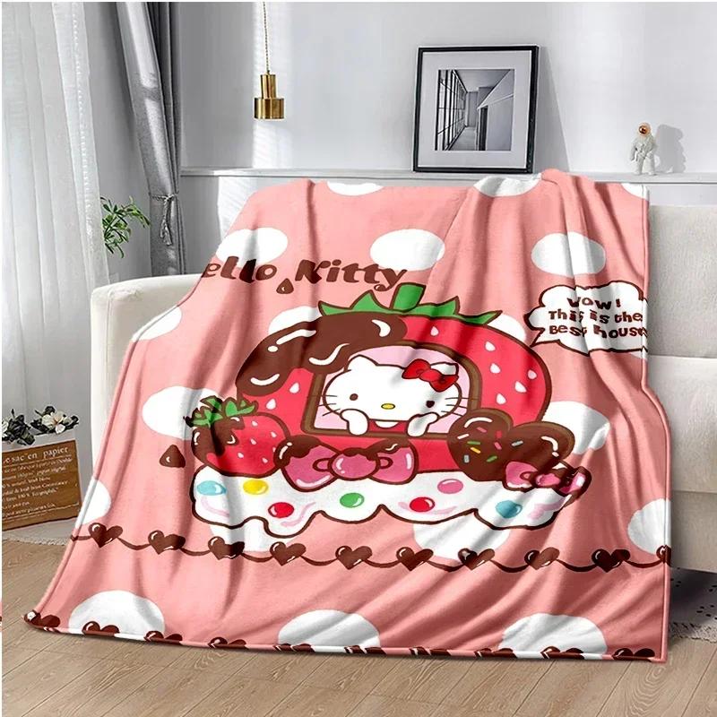 HelloKitty Cartoon Anime Kawaii Blanket for Kids Super Soft Cute Blanket for Travel Bedding Couch Sofa Bed Blanket Birthday Gift