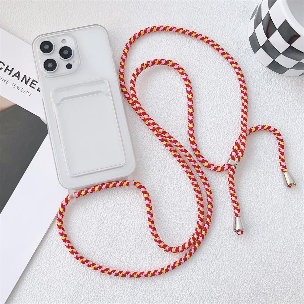 Clear Card Holder Wallet Crossbody Necklace Lanyard Cord Case For iPhone 17 16 15 11 12 13 14 Pro Max Air X S Plus Soft Cover