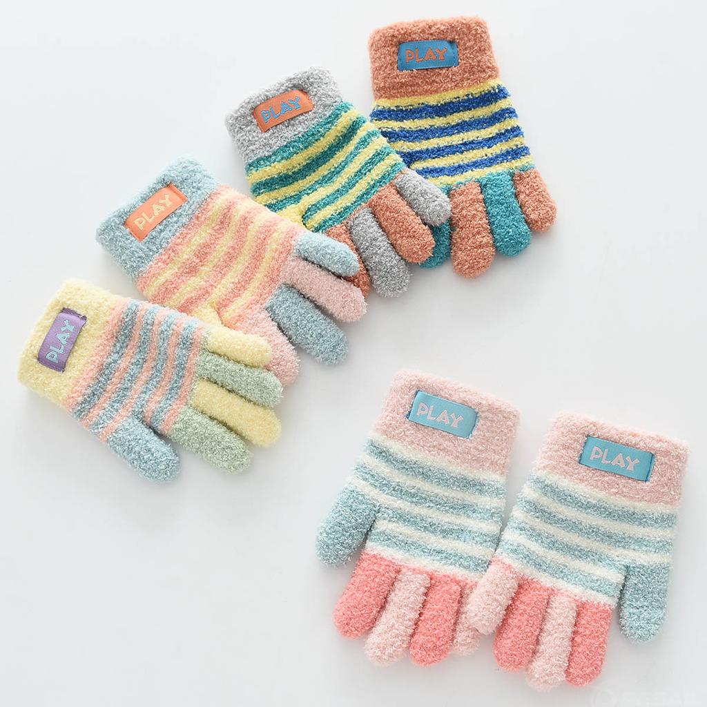 Children's Knitted Warm Full Finger Gloves