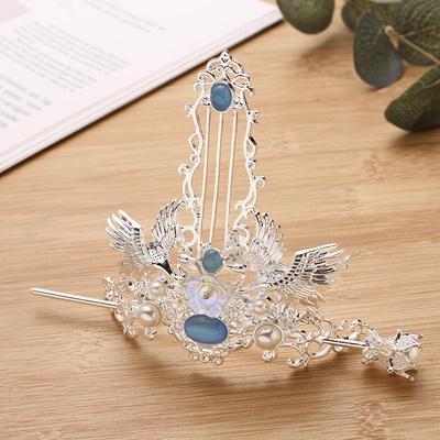 Traditional Crane Hair Crown and Hairpin Set – Hanfu Style Accessory