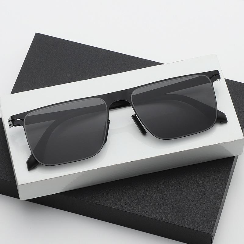 Gafas de Sol Polarizadas de Acero para Hombre Nueva Tendencia Lentes de Película Desprendible Gafas de Sol para Conducir para Conductor Gafas Resistentes a los Rayos UV