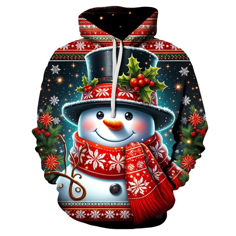 2026 Santa Claus Christmas Carnival 3D Printed Cute Animal Hooded Sweatshirt Suitable for Both Men and Women