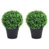 Vidaxl Artificial Boxwood Ball In Pot, 2 Pcs, Green, 27 Cm