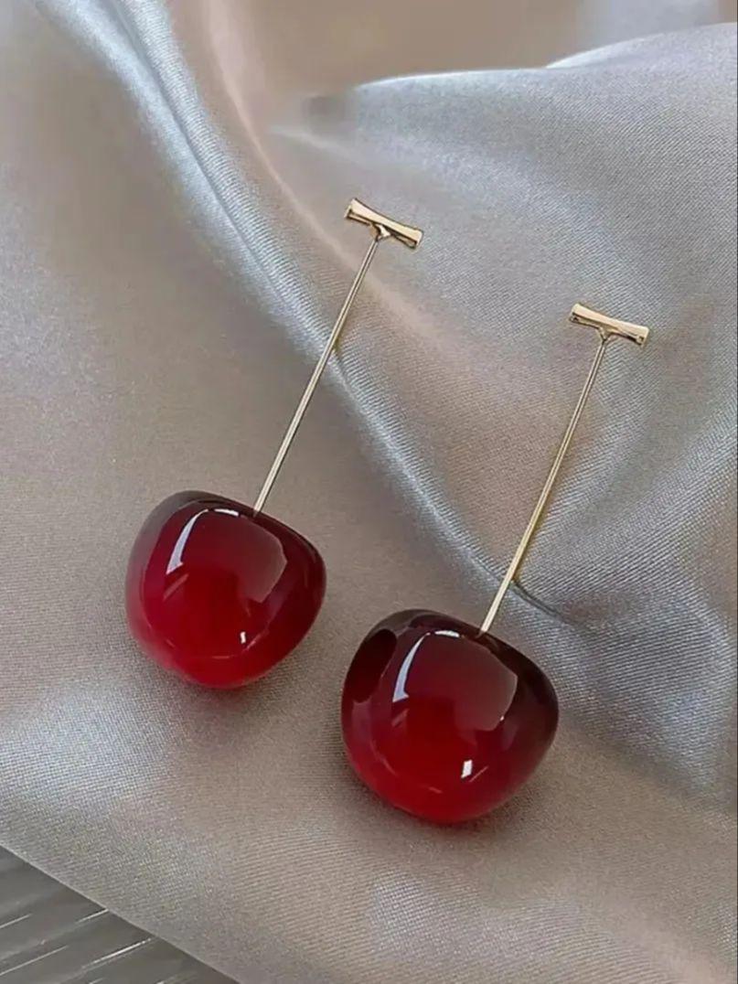 

Серьги с красной вишней, женская мода, нежный фруктовый дизайн, серьги-подвески, свадебная вечеринка, корейские украшения для ушей, подарок