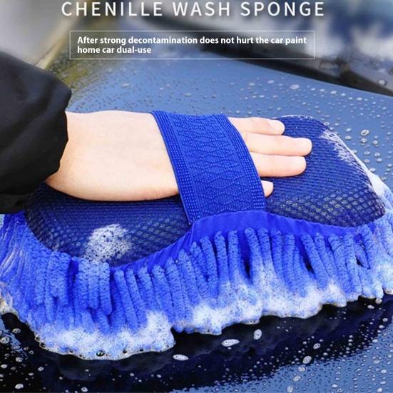 Car Cleaning Glove Microfiber Chenille Soft Coral Sponge Super Absorbent