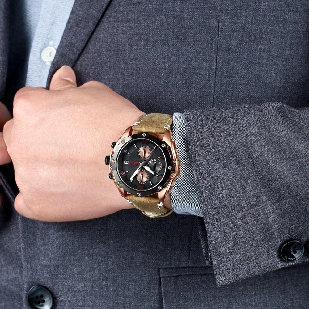 Megir Montre de Sport créative hommes Relogio Masculino mode chronographe Quartz montres horloge heure en cuir militaire armée montre