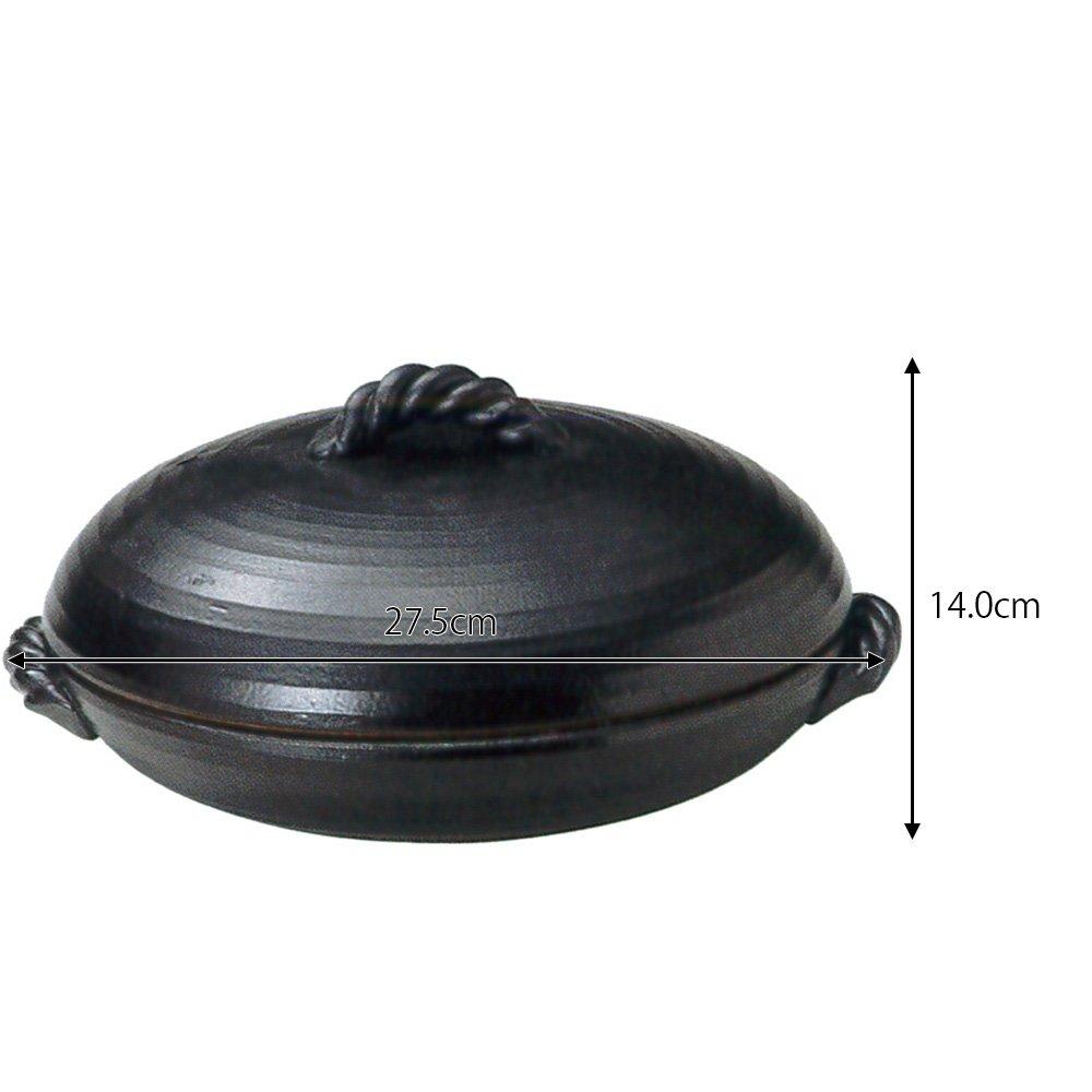 Santo Banko Ware Goraku Pot (Large), Black, 27.5x14cm, 099511 (62-09951), Suitable for Direct Heat, Microwave, and Oven Use